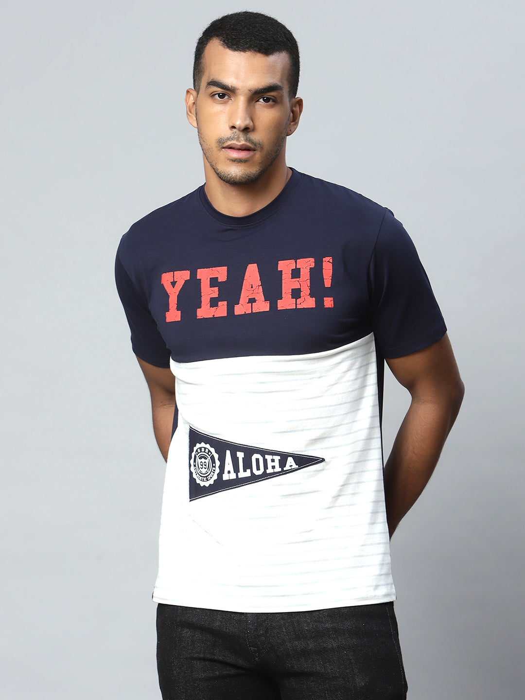Navy Blue Alpha Printed Night Suit - Global Republic