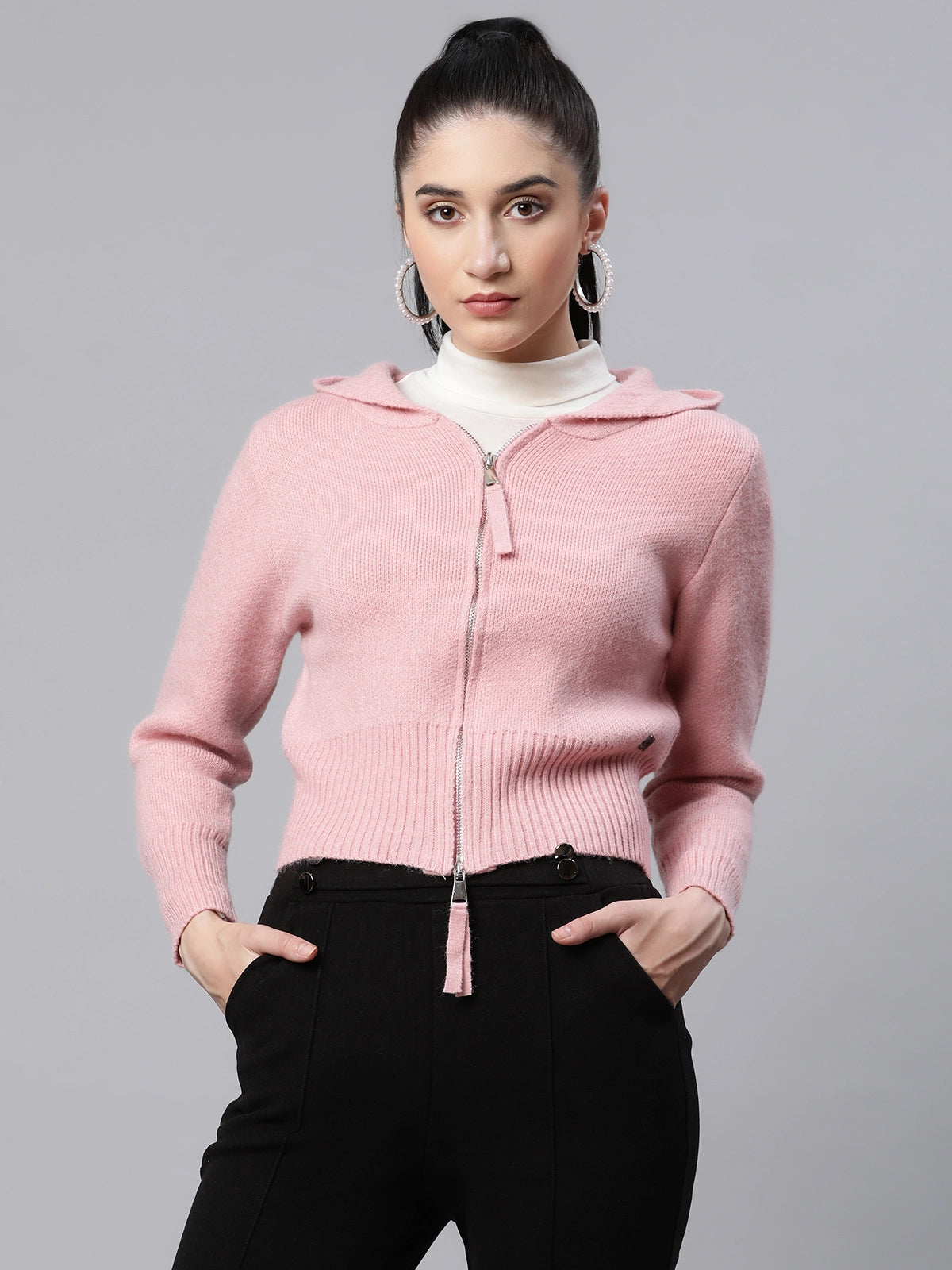 Women Solid Blush Pink Fleece