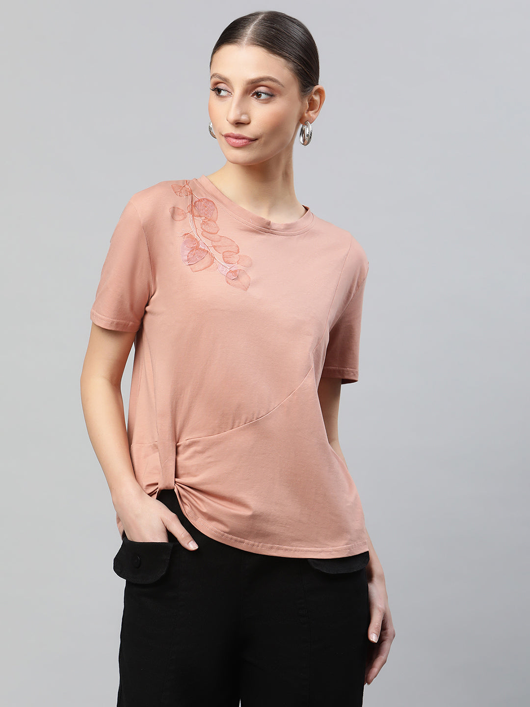 Peaches Asymmetric Hem Floral T-Shirt - Global Republic