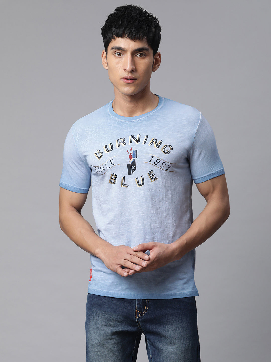 Men Ocean Blue Alpha Printed T-Shirt - Global Republic