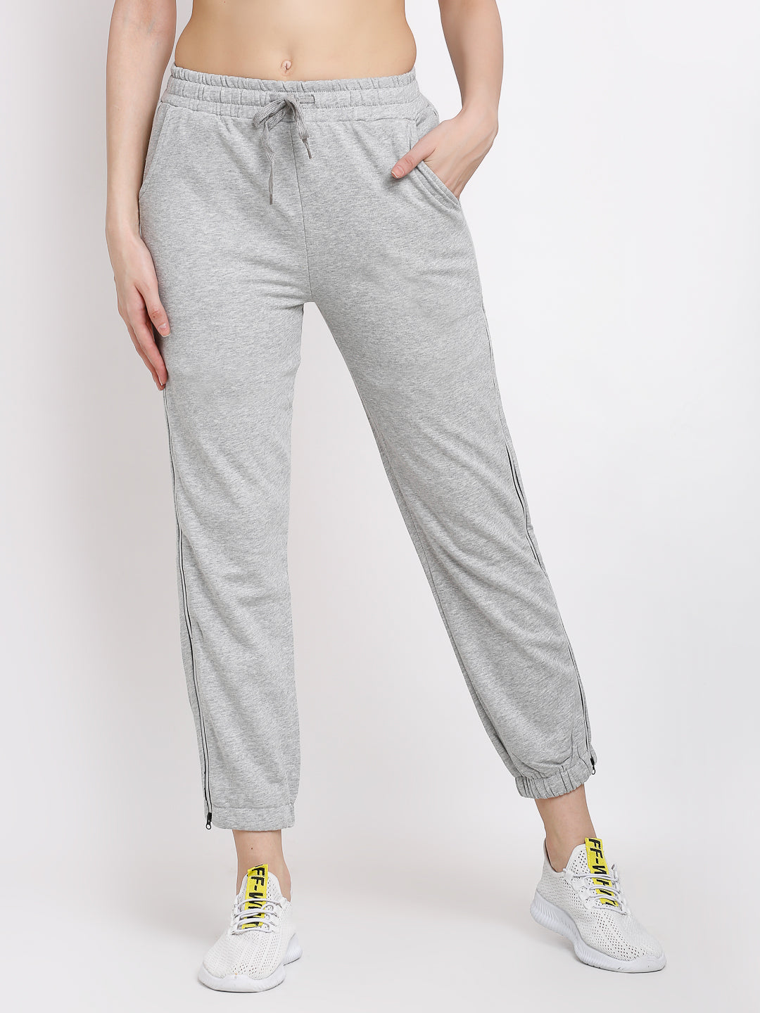 Buy Women Grey Straight Fit Ankle-Length Sports Joggers - Global Republic