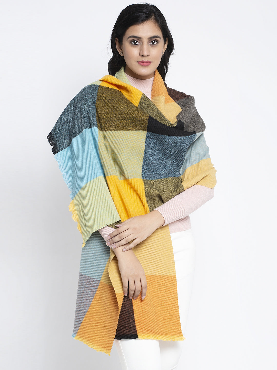 Women Mustard Printed Stole (77X25)