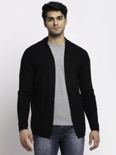 Men Black Front Open Solid Shrug