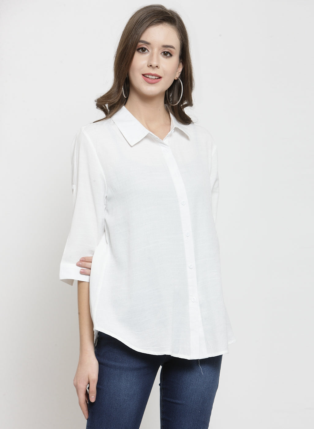 women plain olive and white combo