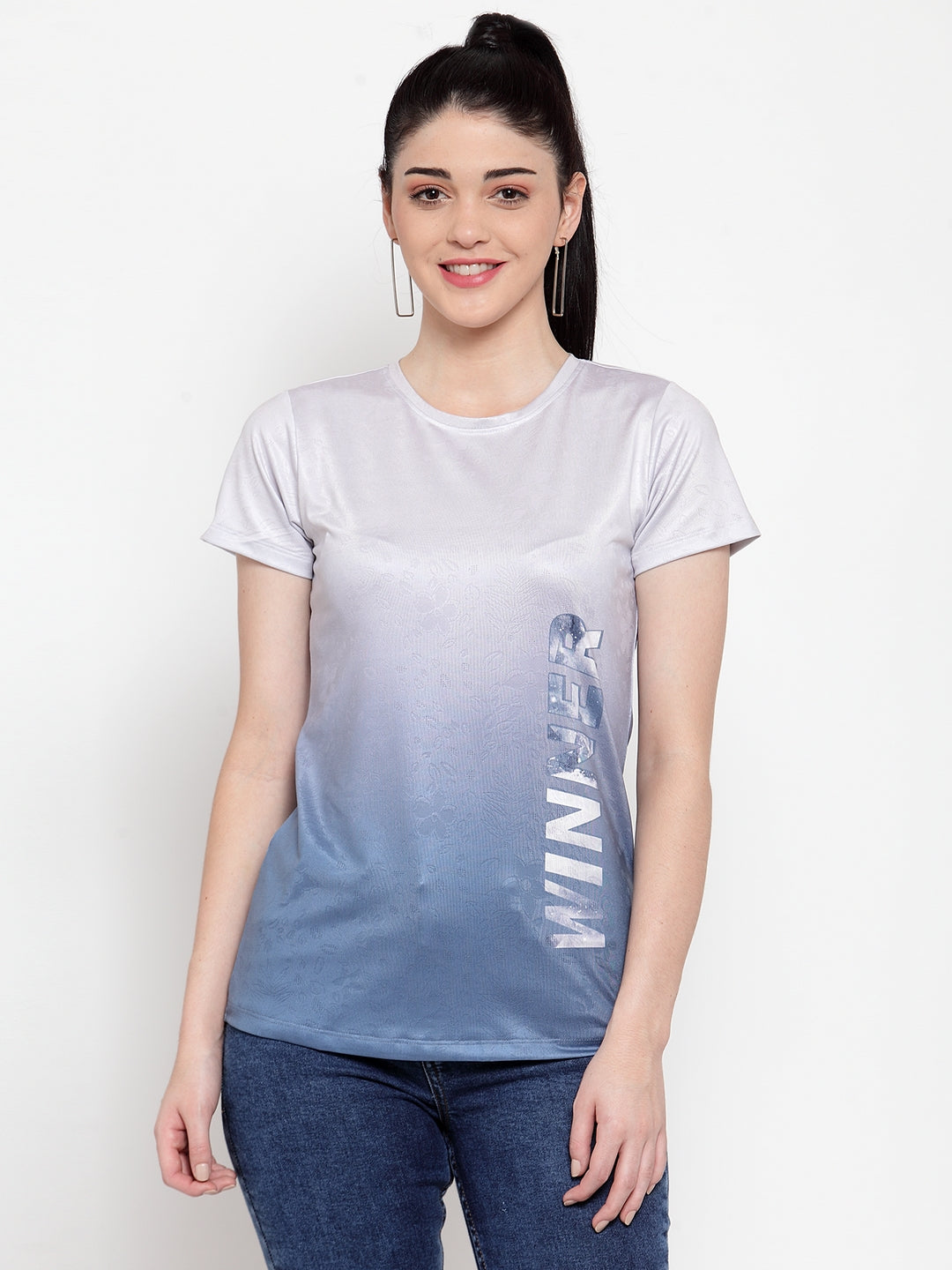 Buy Women Regular Fit Sports White Printed T-Shirt - Global Republic