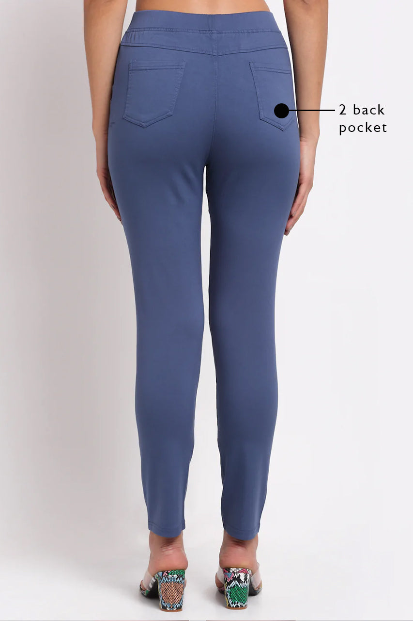 blue stretchable casual jeggings