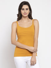 Women Solid Mustard Scoop Neck Vest