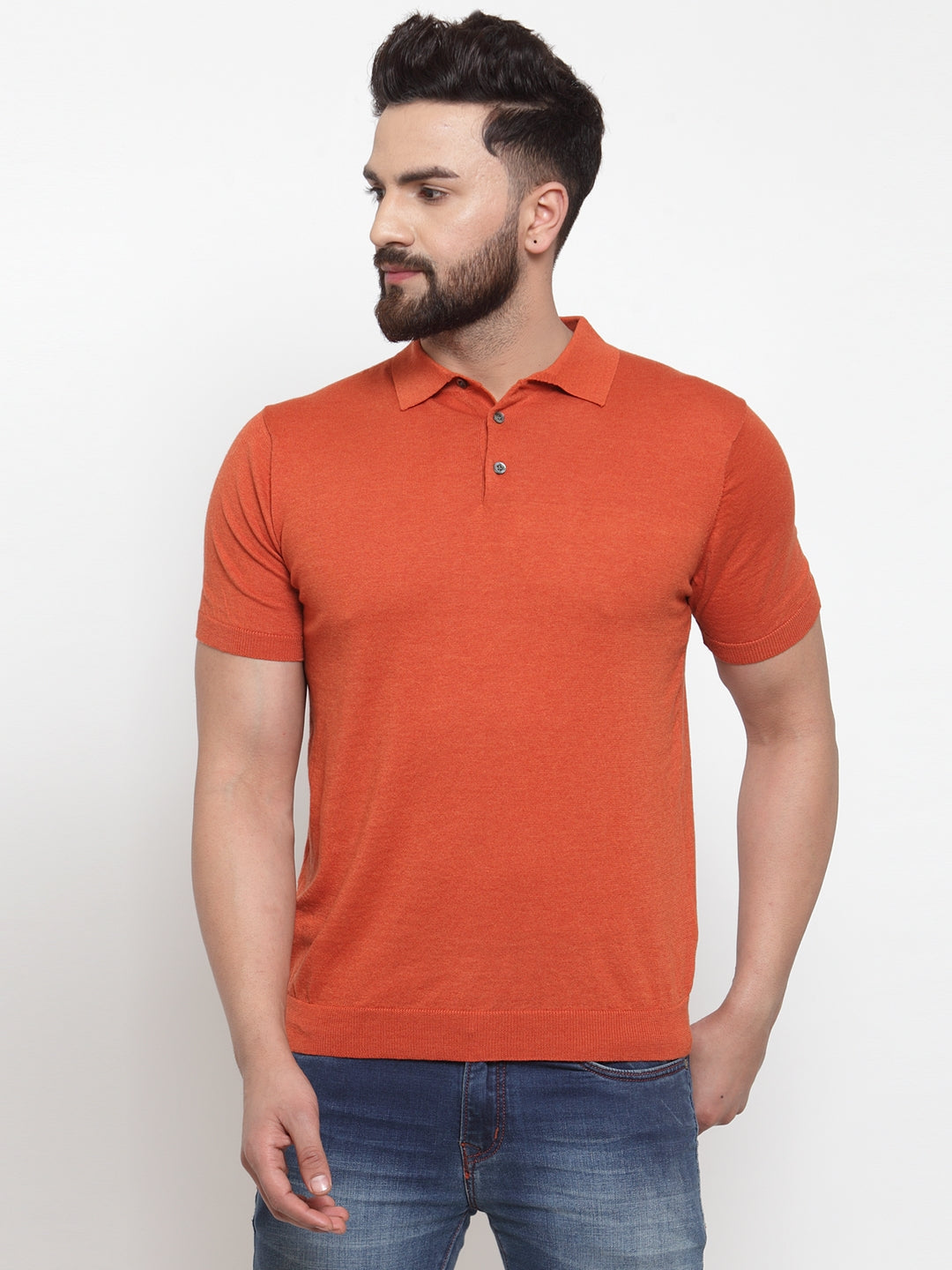 Mens Rust Collar Regular Fit T-Shirt