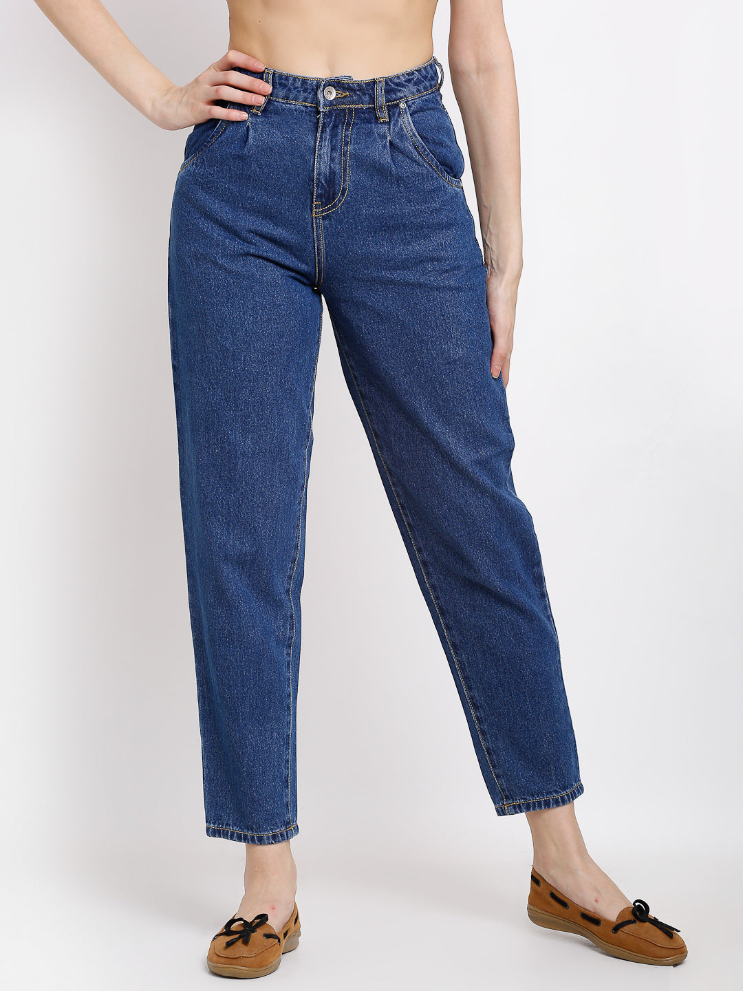 Women Tapered Fit Ankle Length Blue Jeans