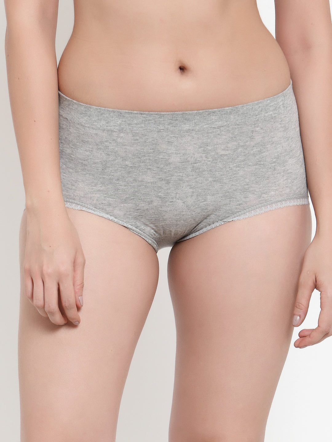 Women Grey Cotton Viscose Lycra Solid Briefs - Global Republic
