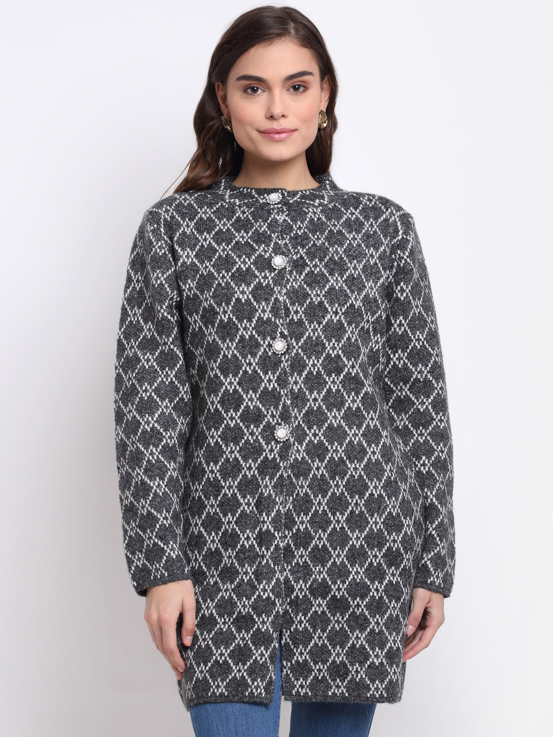 Round neck deals coat