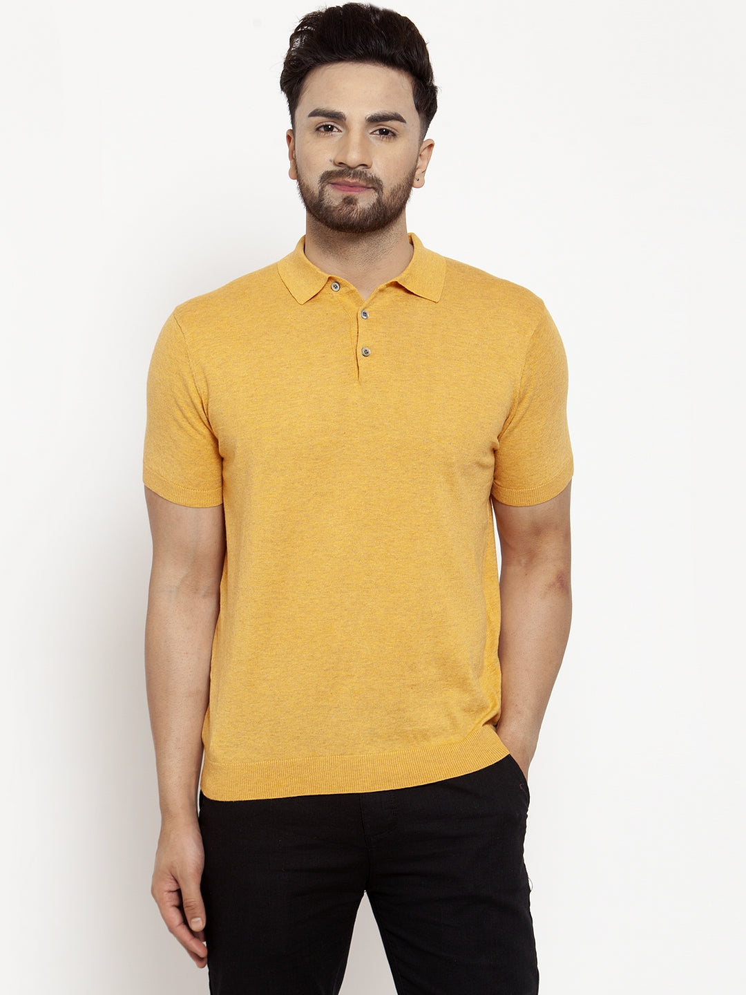 Mens Mustard Collar Regular Fit T-Shirt
