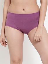 Women Purple Cotton Viscose Lycra Solid Briefs