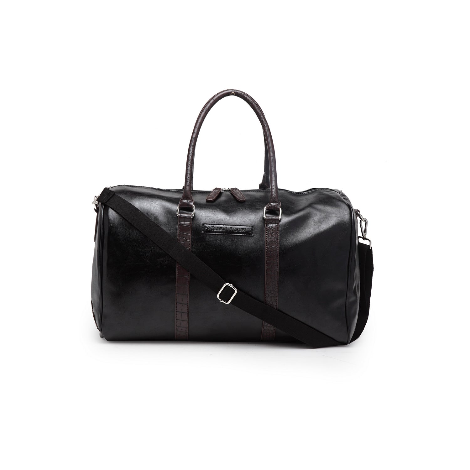 Travelling Duffle Bag (Black, Brown and Tan) - PU-Leather (19X11X9)