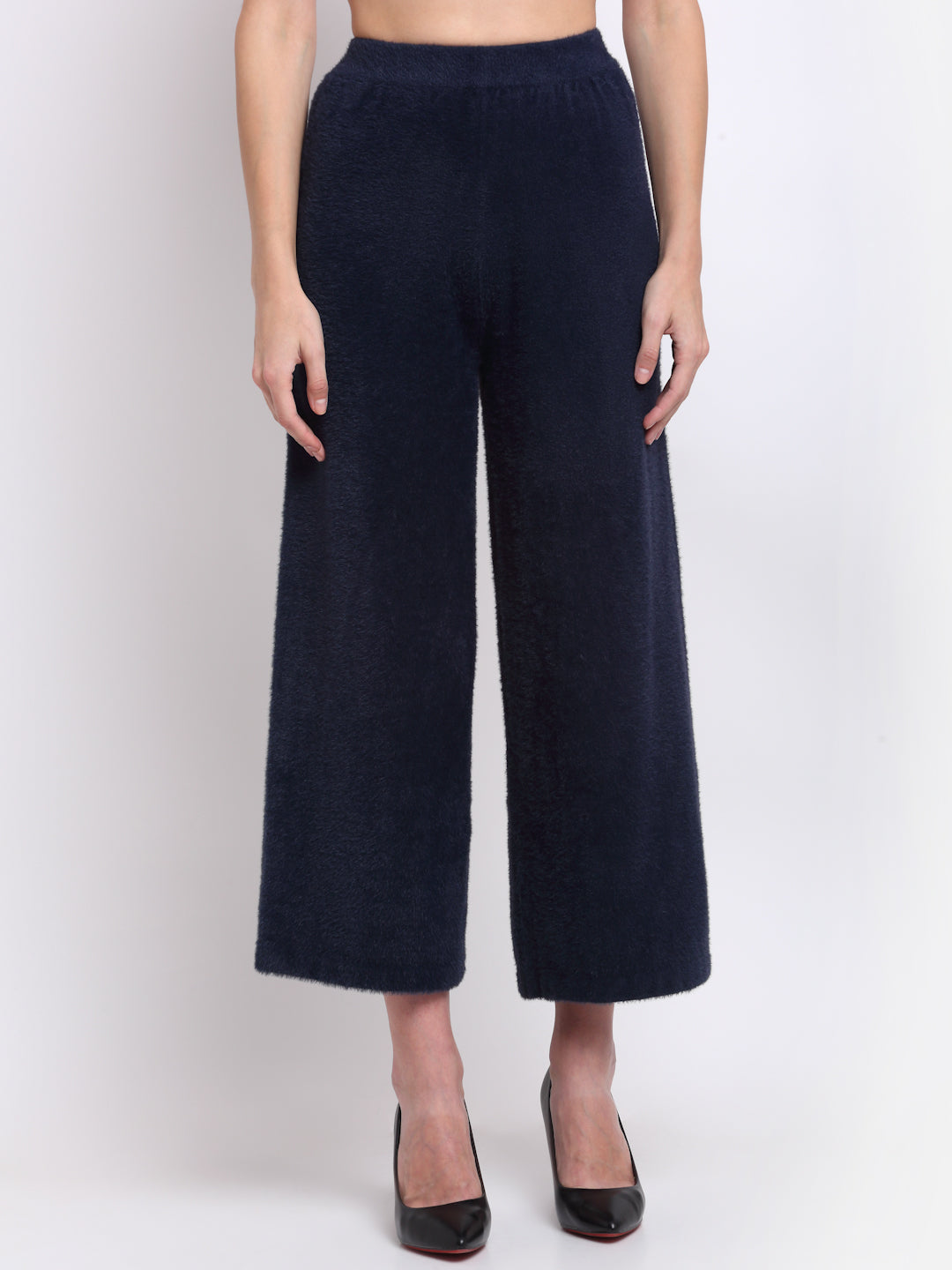 Navy Blue Loose Fit Faux-Fur Lower - Global Republic