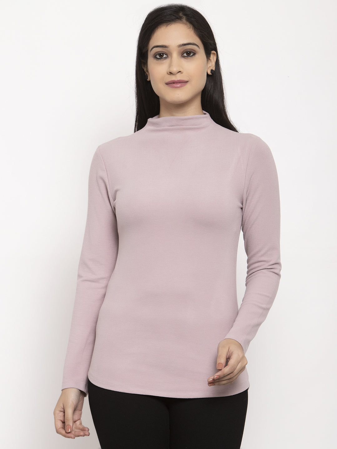 women pink solid t shirt