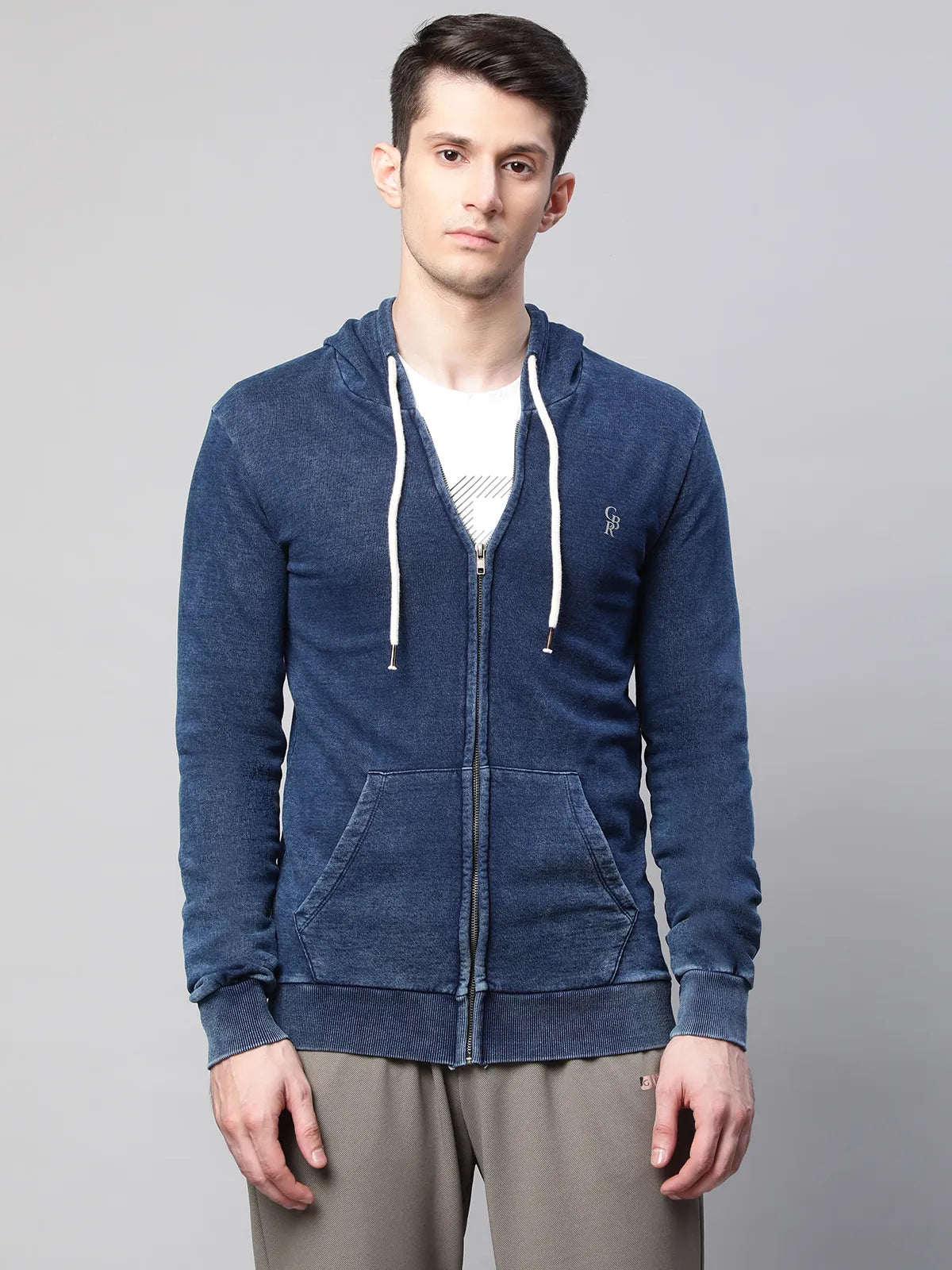 Mens Indigo Slim Fit Denim Style Sweatshirt - Global Republic