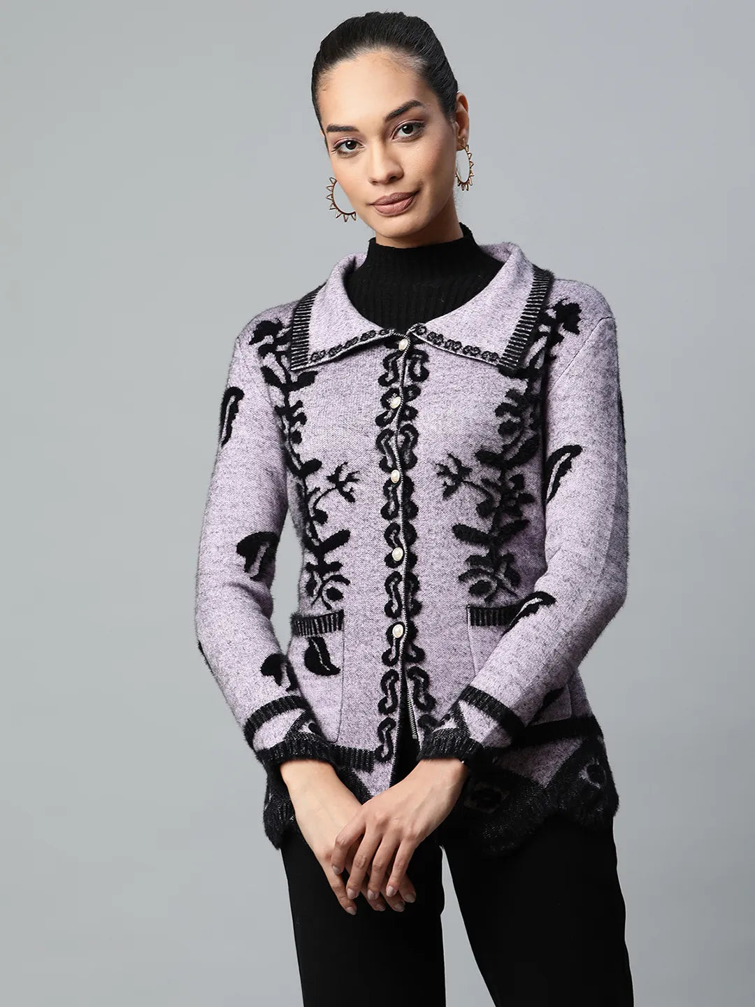 Buy Women Purple Spread Collar