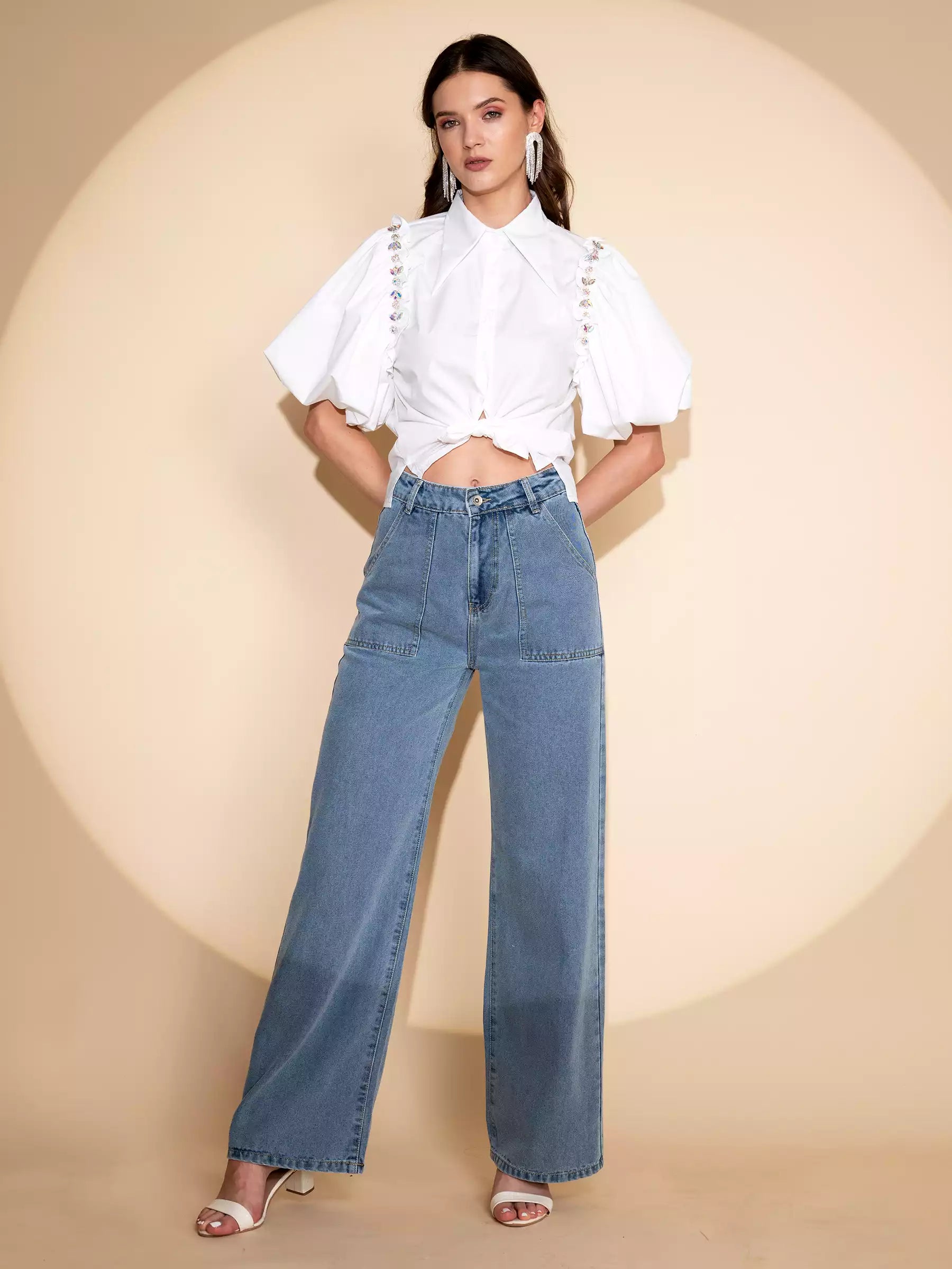 Blue Flared Leg Stretchable Jeans - Global Republic