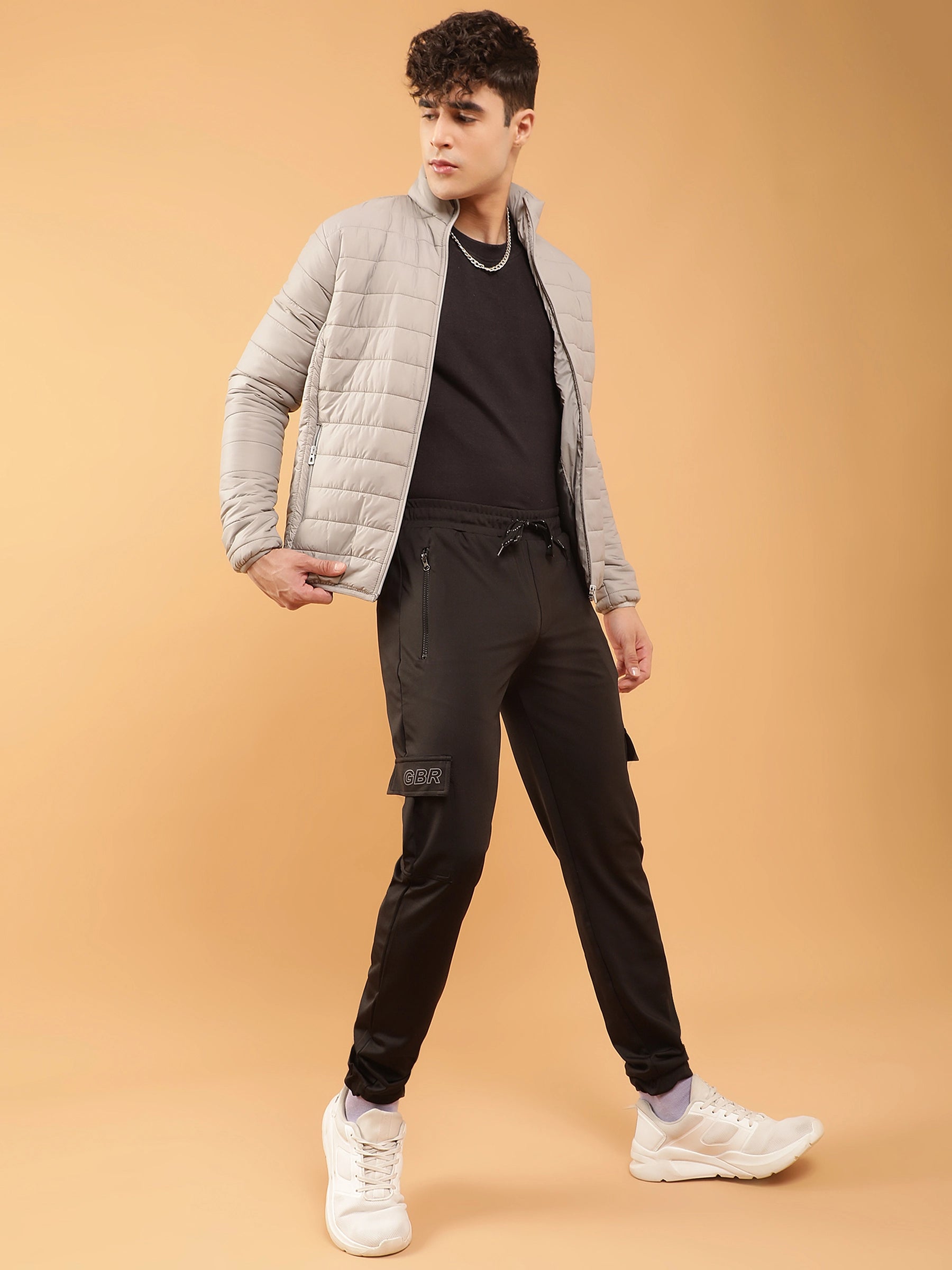 Mens Light Grey Windproof Puffer Jacket - Global Republic