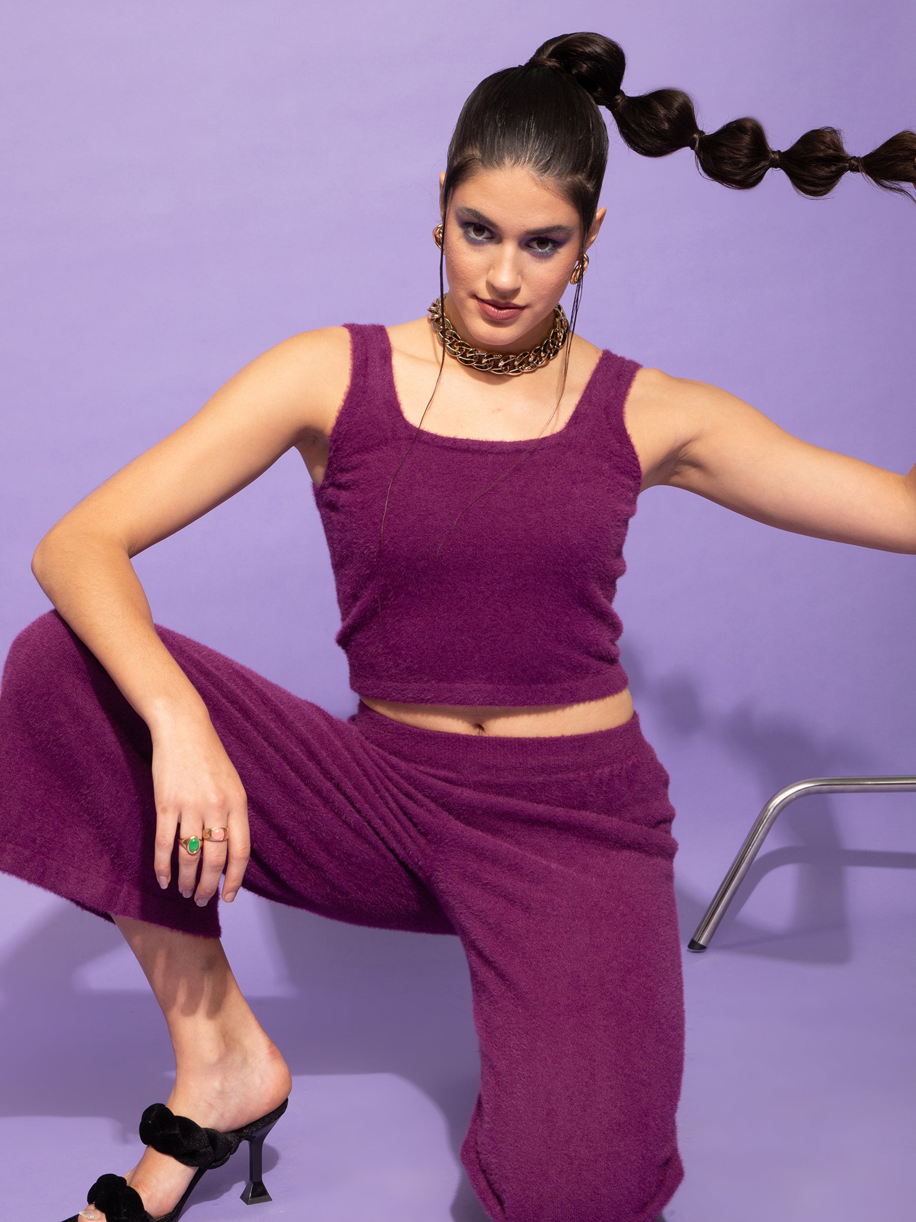Pile knit Plum