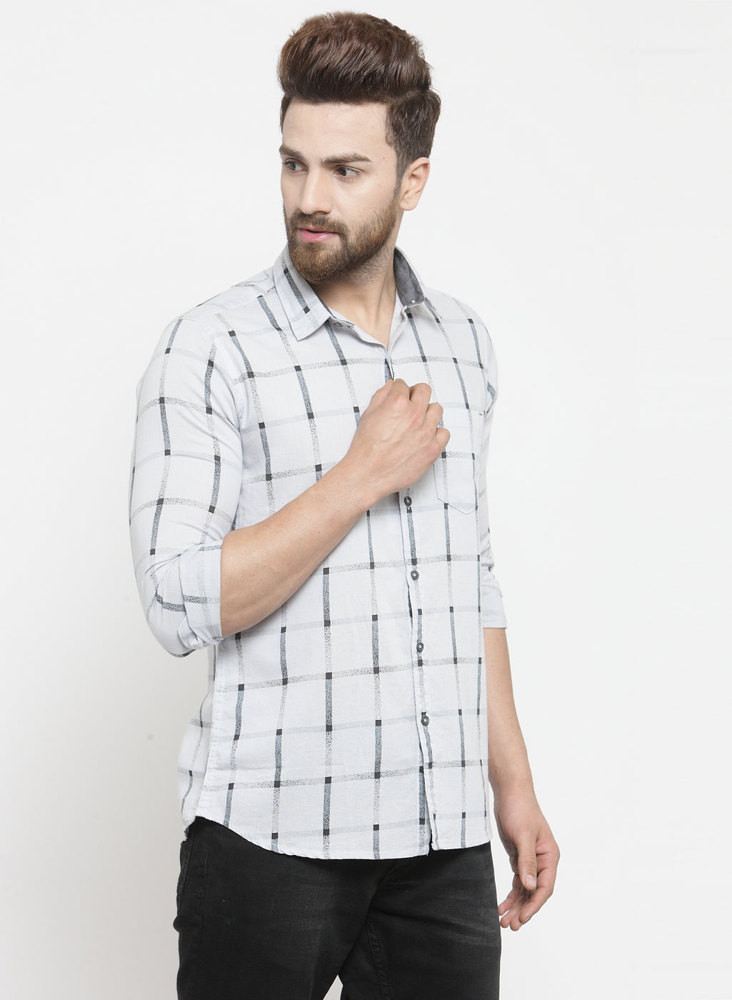 Men Printed Light Blue Shirt