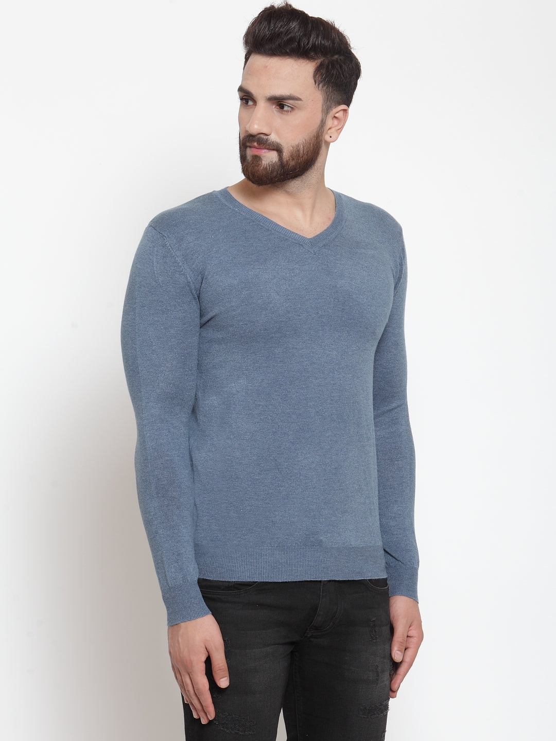 Mens Denim Solid Pullover