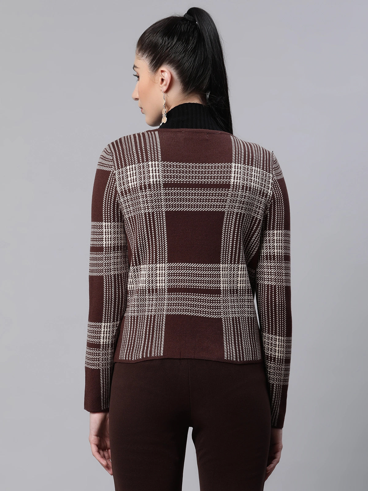 Women Wine Slim Fit Casual Cardigan