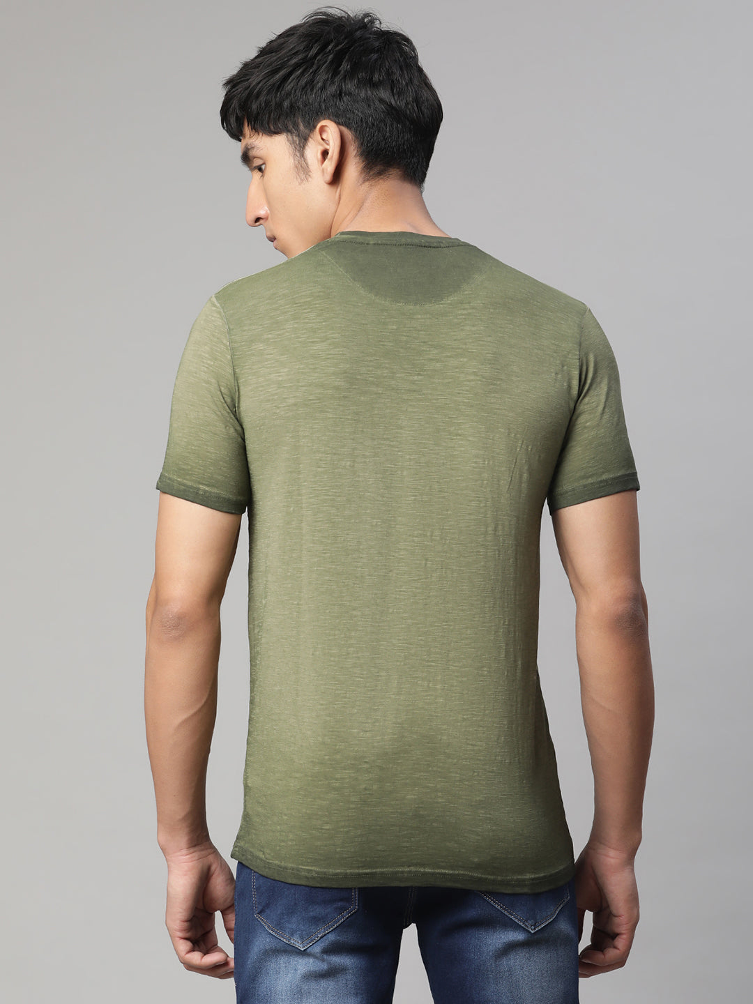 Men Khaki Green Alpha Printed T-Shirt - Global Republic
