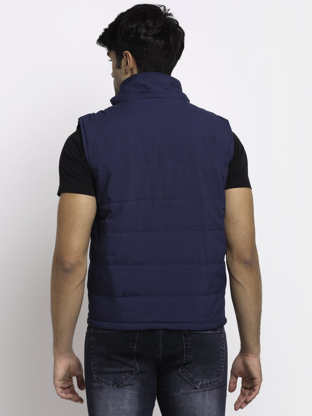 Navy Blue Hooded Solid Jacket - Global Republic