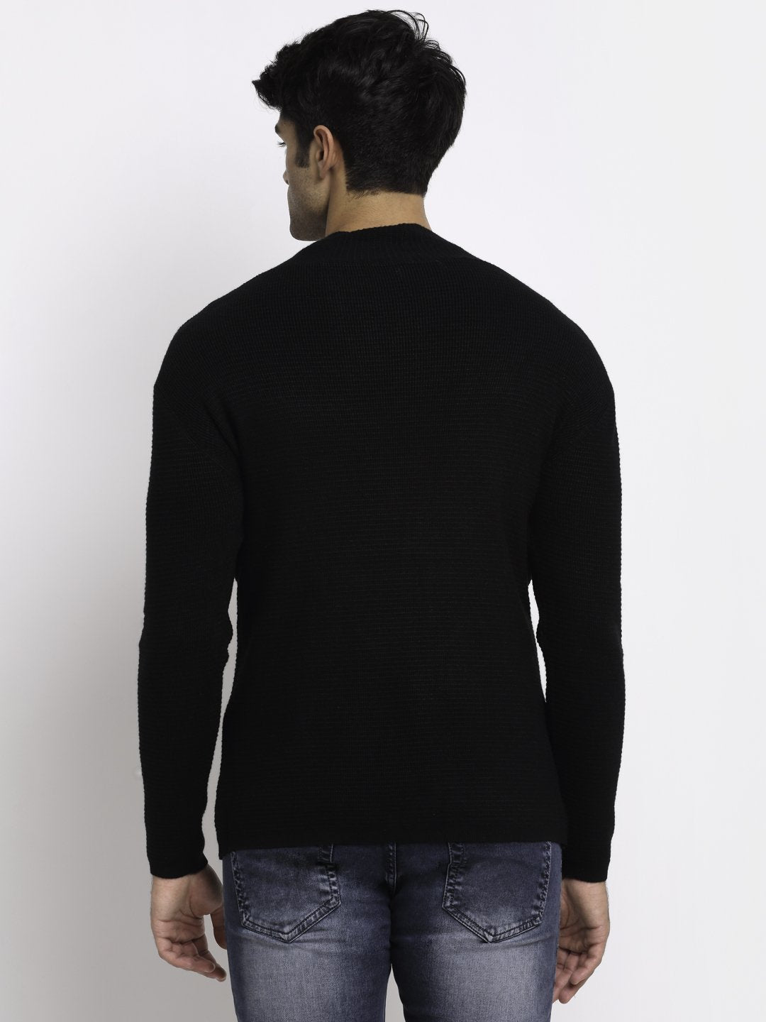 Men Black Front Open Solid Shrug
