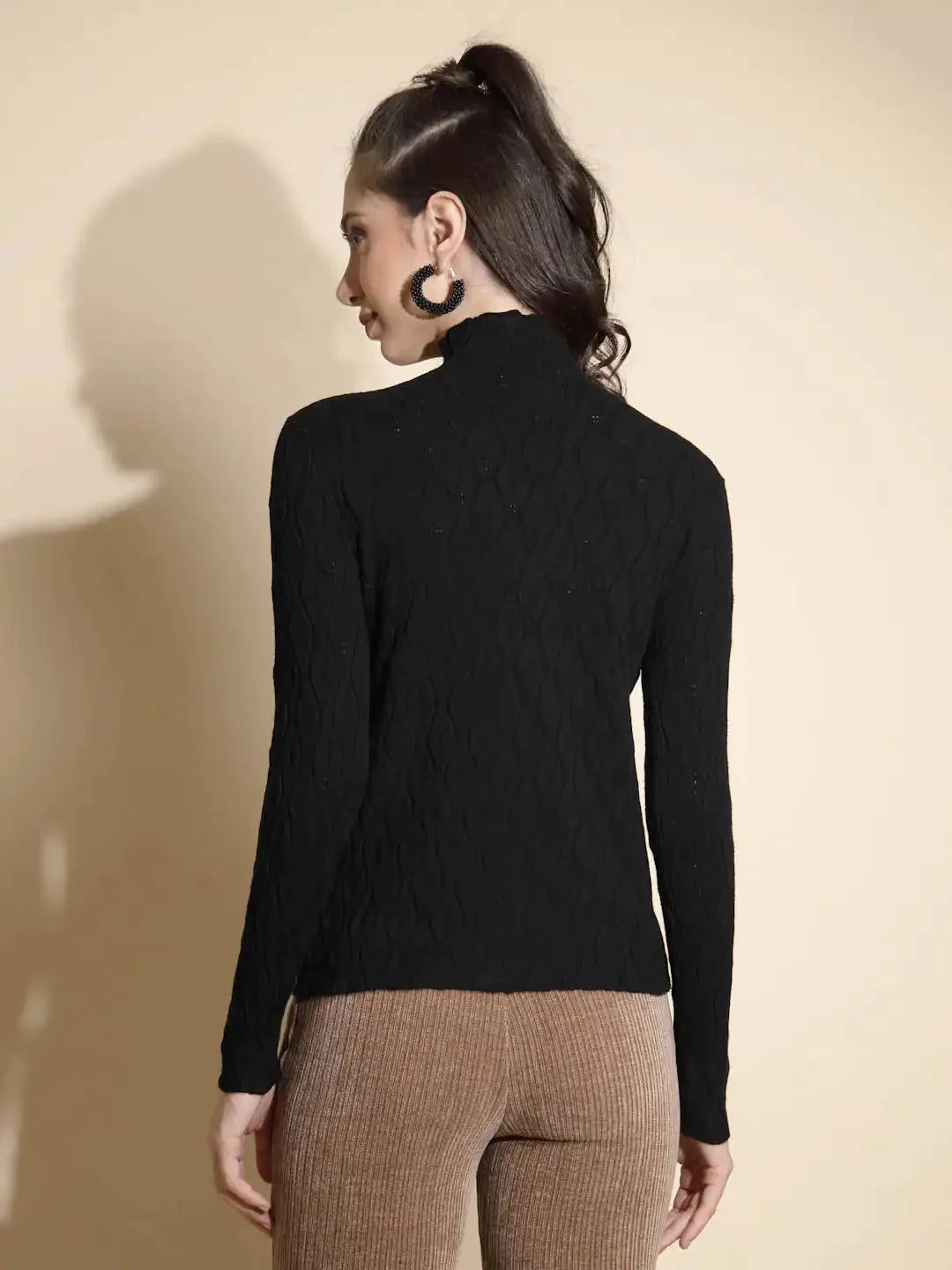Solid Turtle Neck Knitted Skivvy - Global Republic