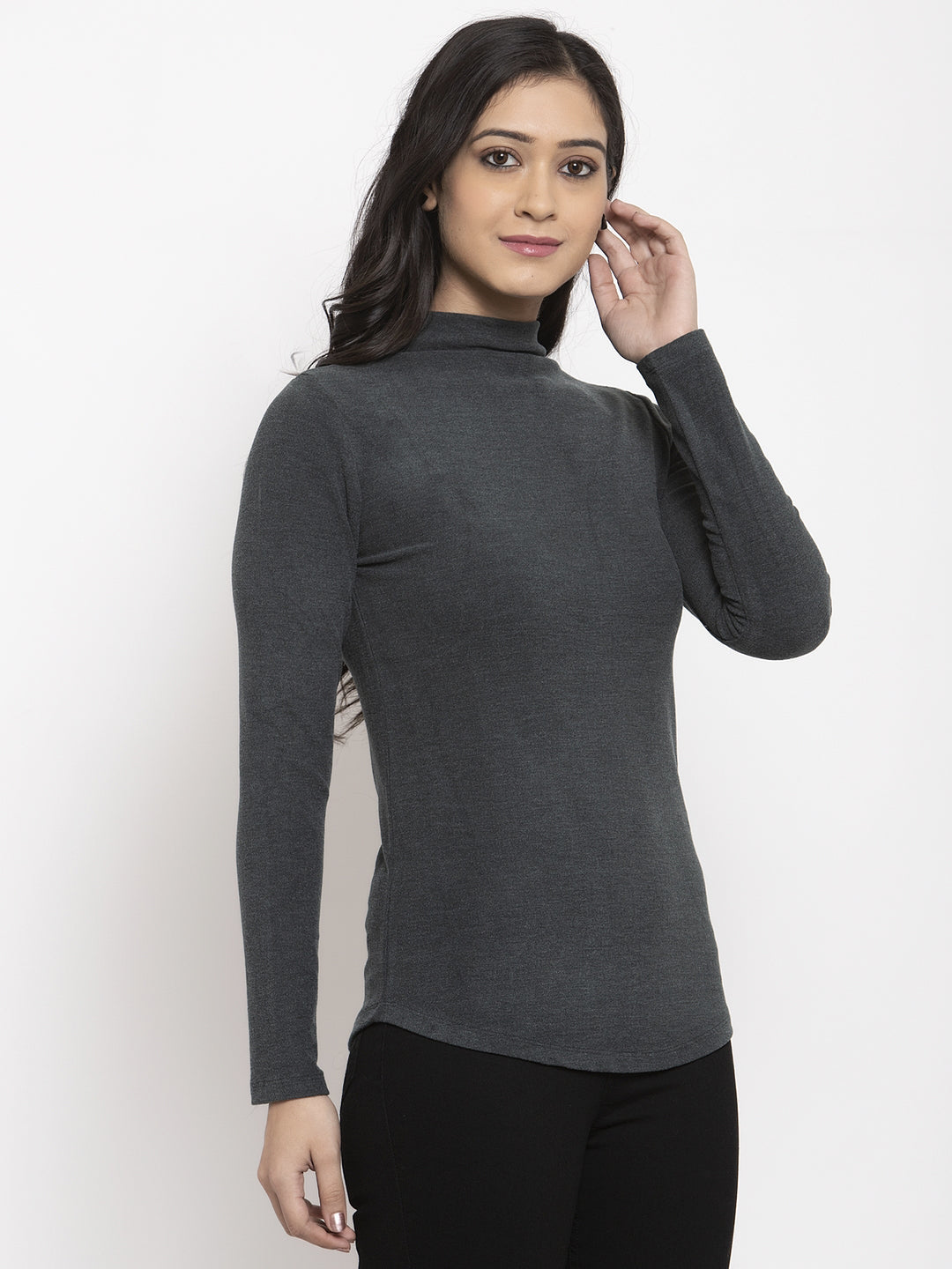 Green Solid Cotton Skivvy - Global Republic