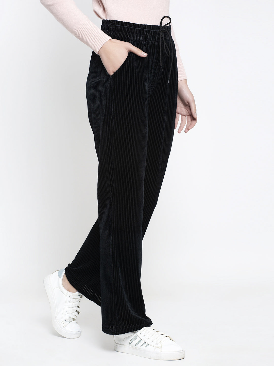 Women Black Regular Fit Lower with Pockets - Global Republic