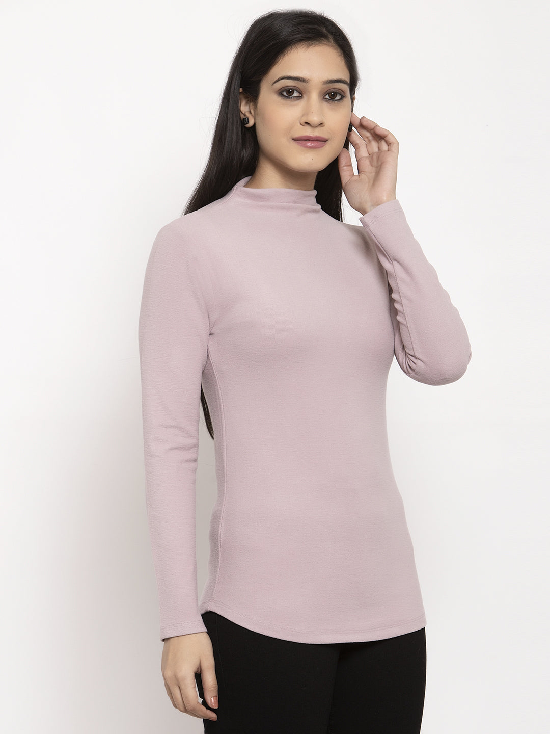 women pink solid t shirt