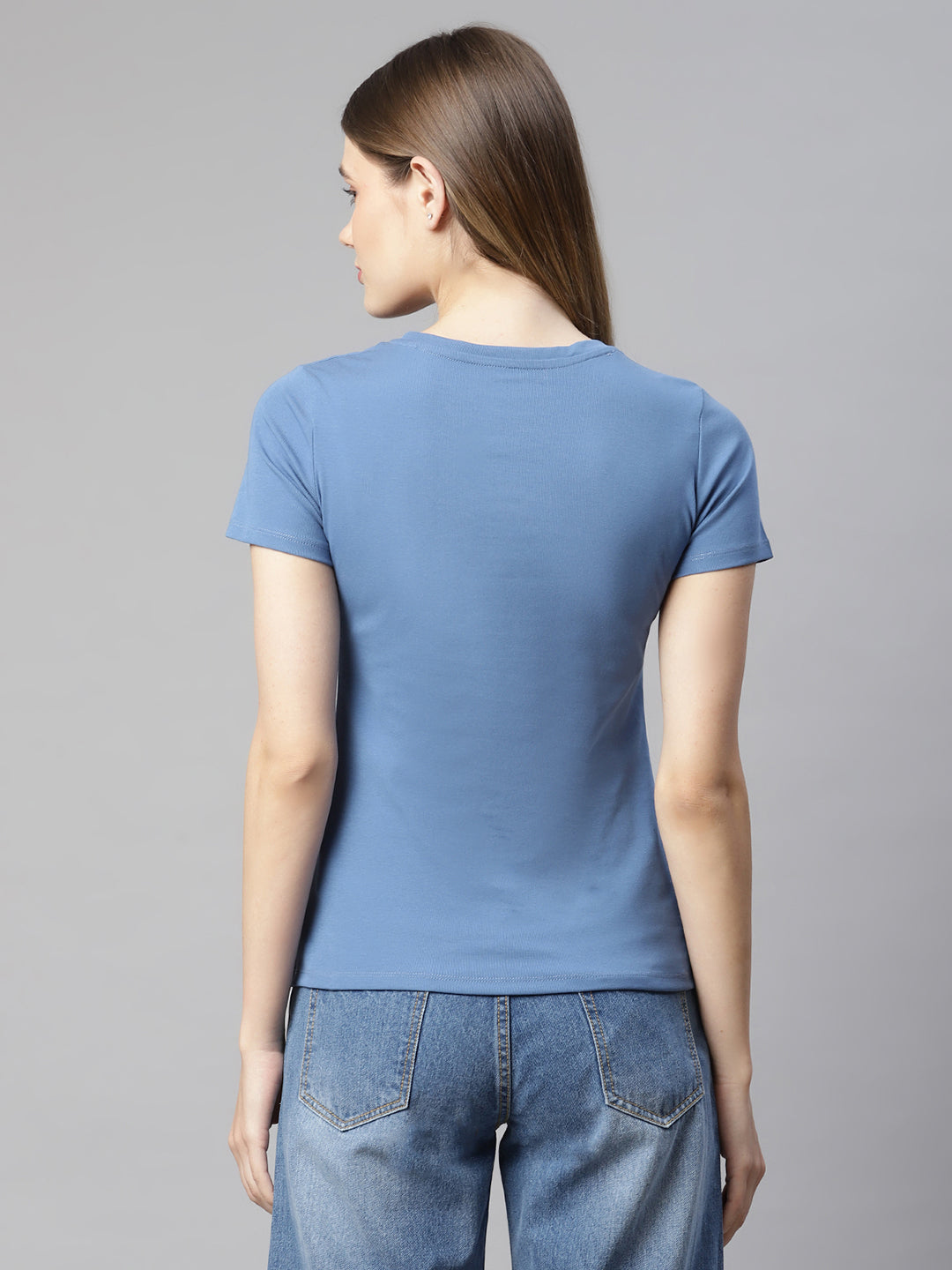 Women blue animation printed tee t-shirt