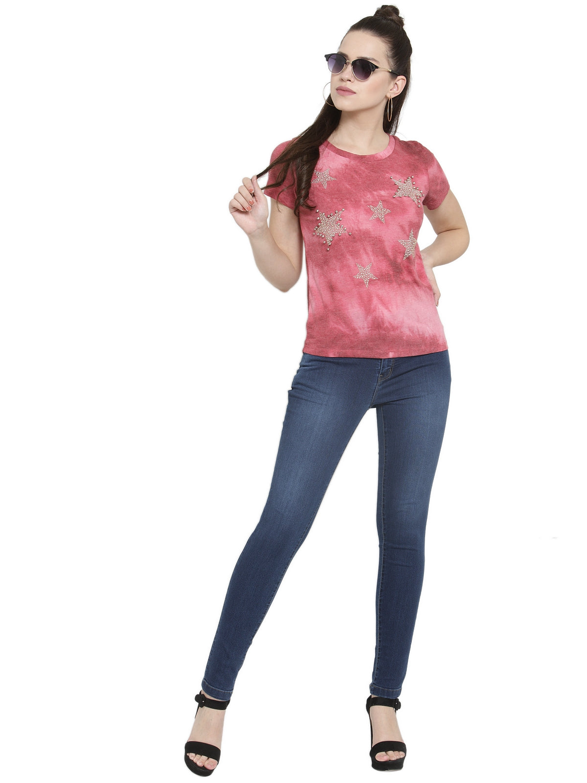 Women Pink Round Neck Regular Fit T-Shirts