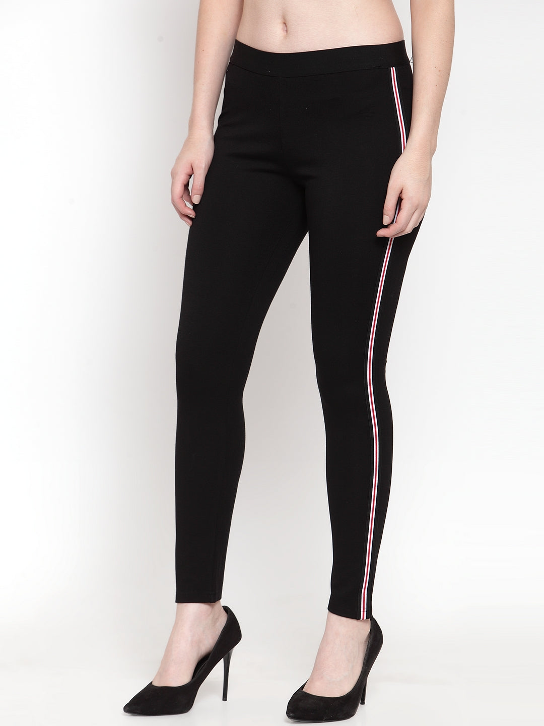 Women Black Solid Jeggings