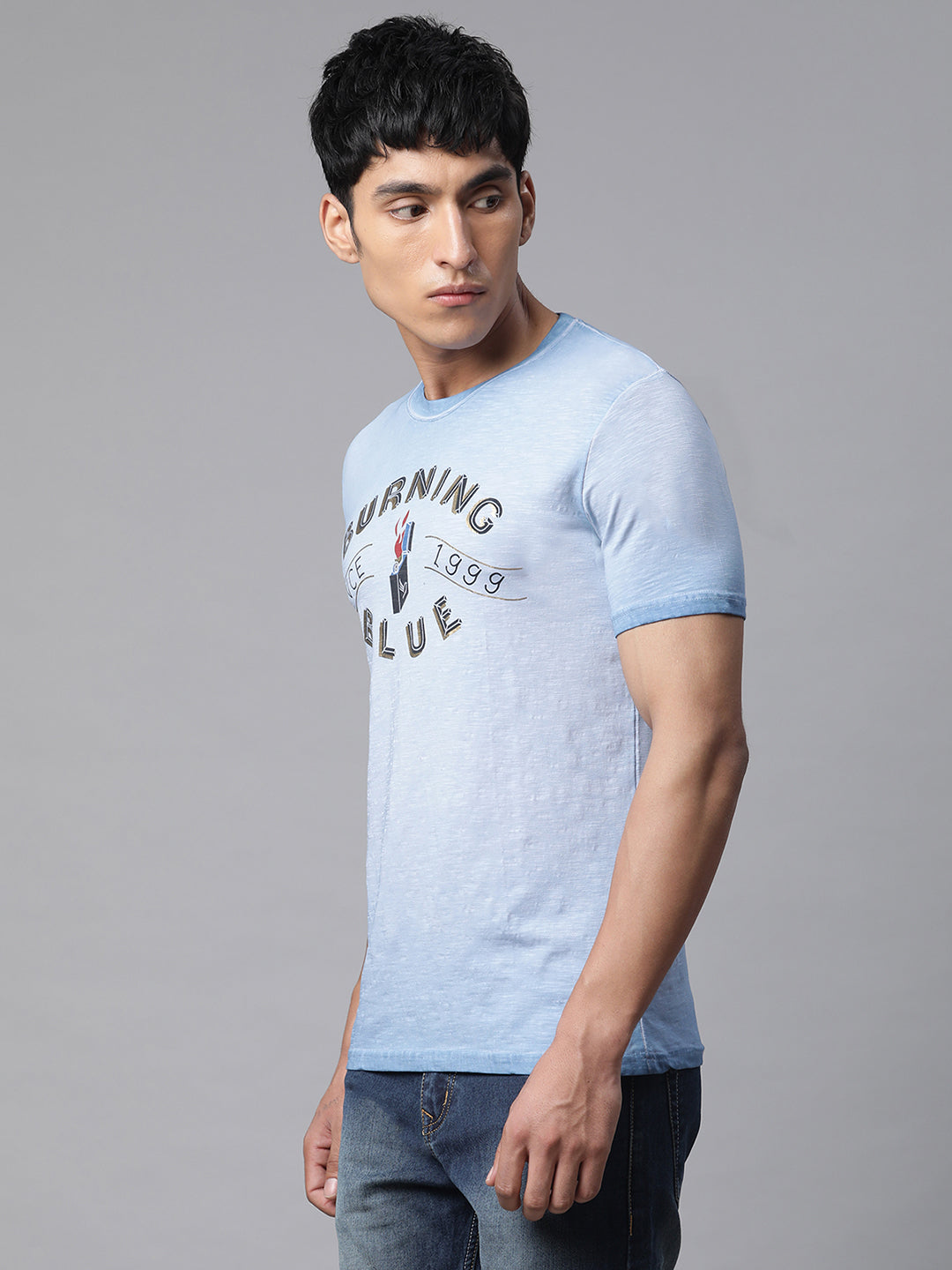 Men Ocean Blue Alpha Printed T-Shirt - Global Republic