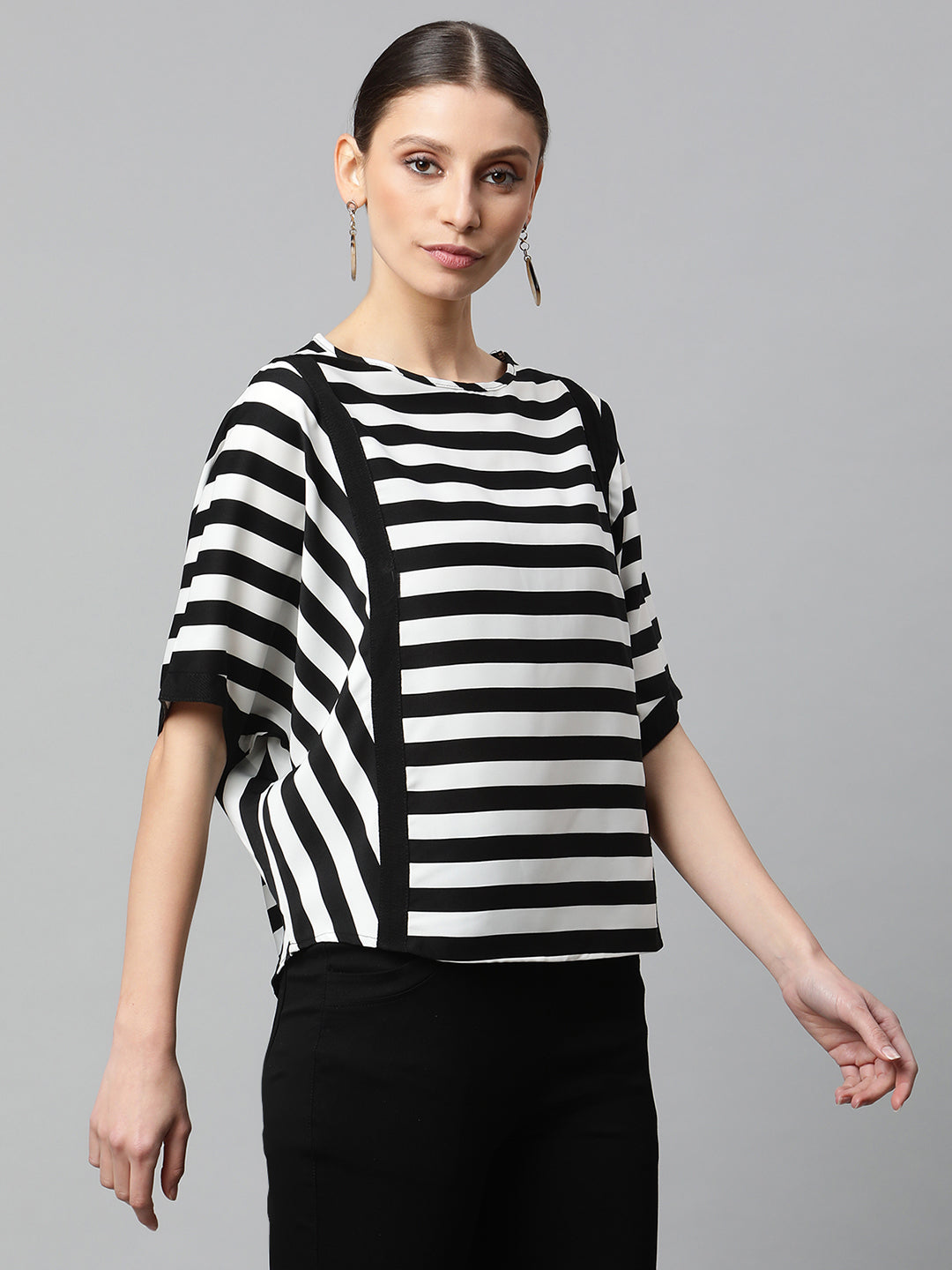 Black and White Striped Top - Global Republic
