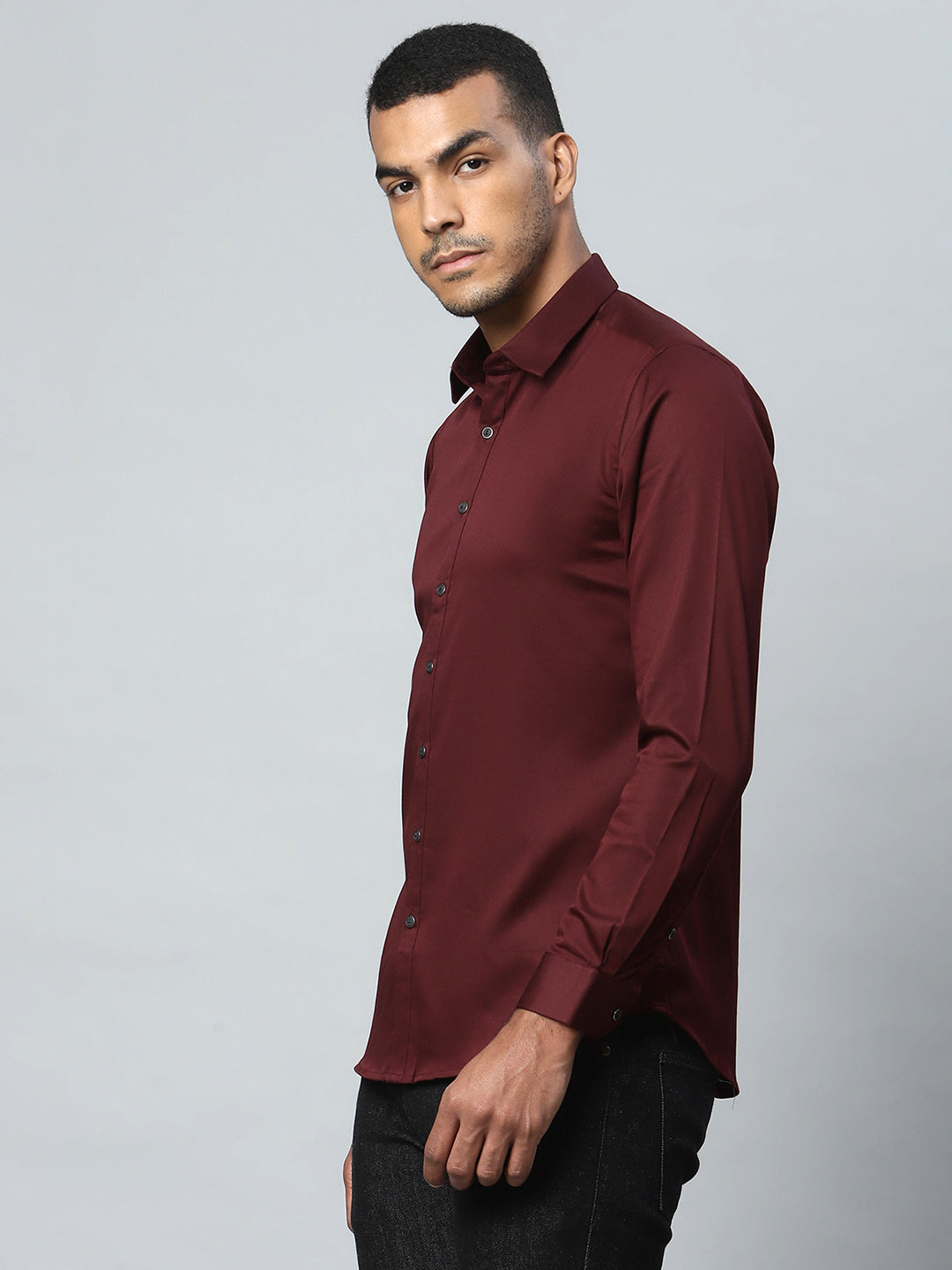 Men Maroon Formal Shirt - Global Republic