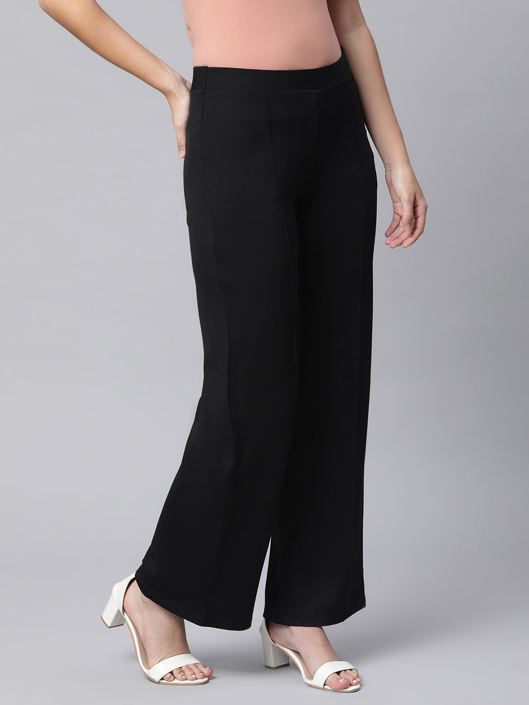 Women Black Flared Semi-Formal Palazzo - Global Republic