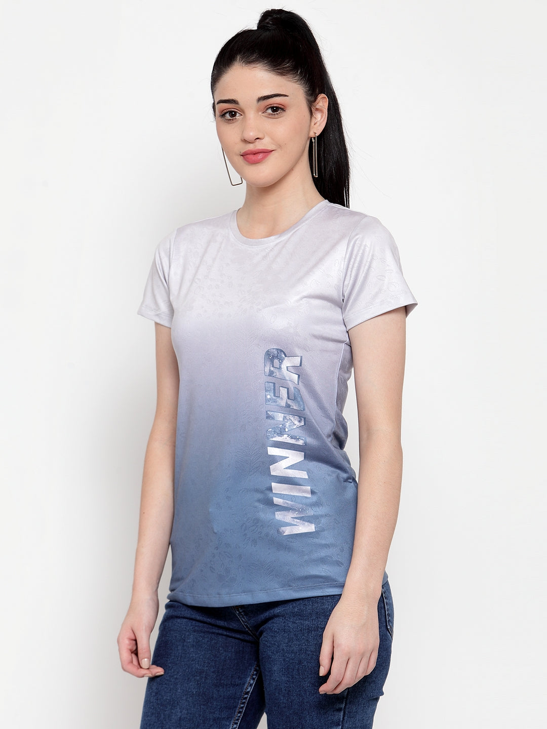 women white polyester printed t shirts