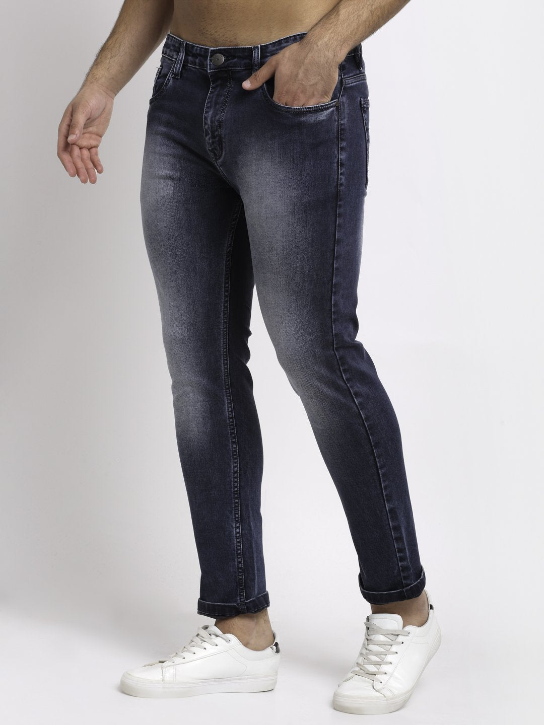 Men Grey Denim Solid Jeans