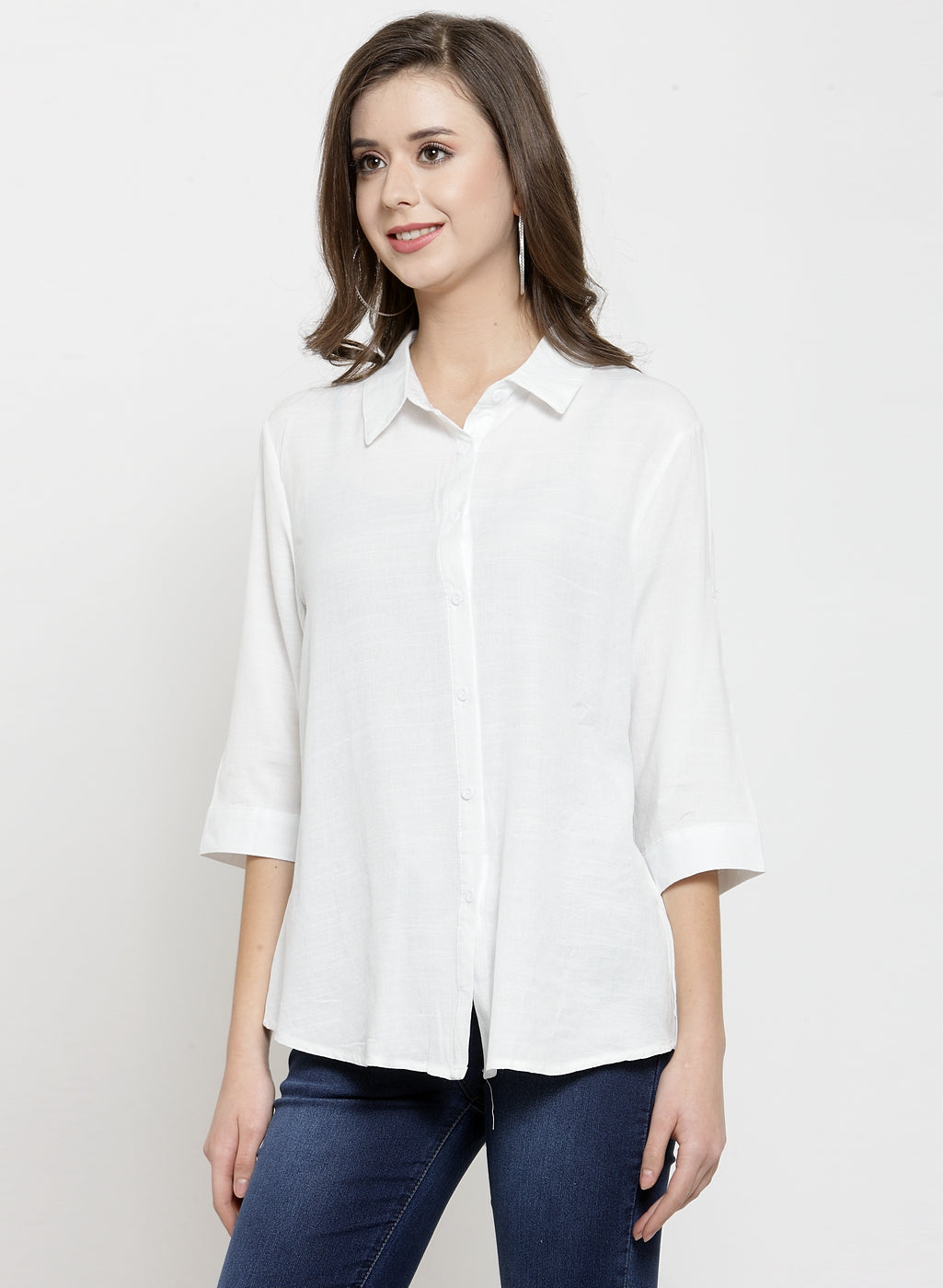 women plain olive and white combo