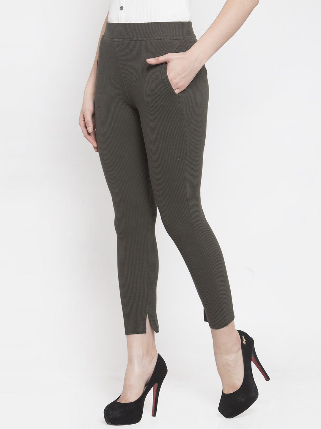 Women Green Solid Jegging