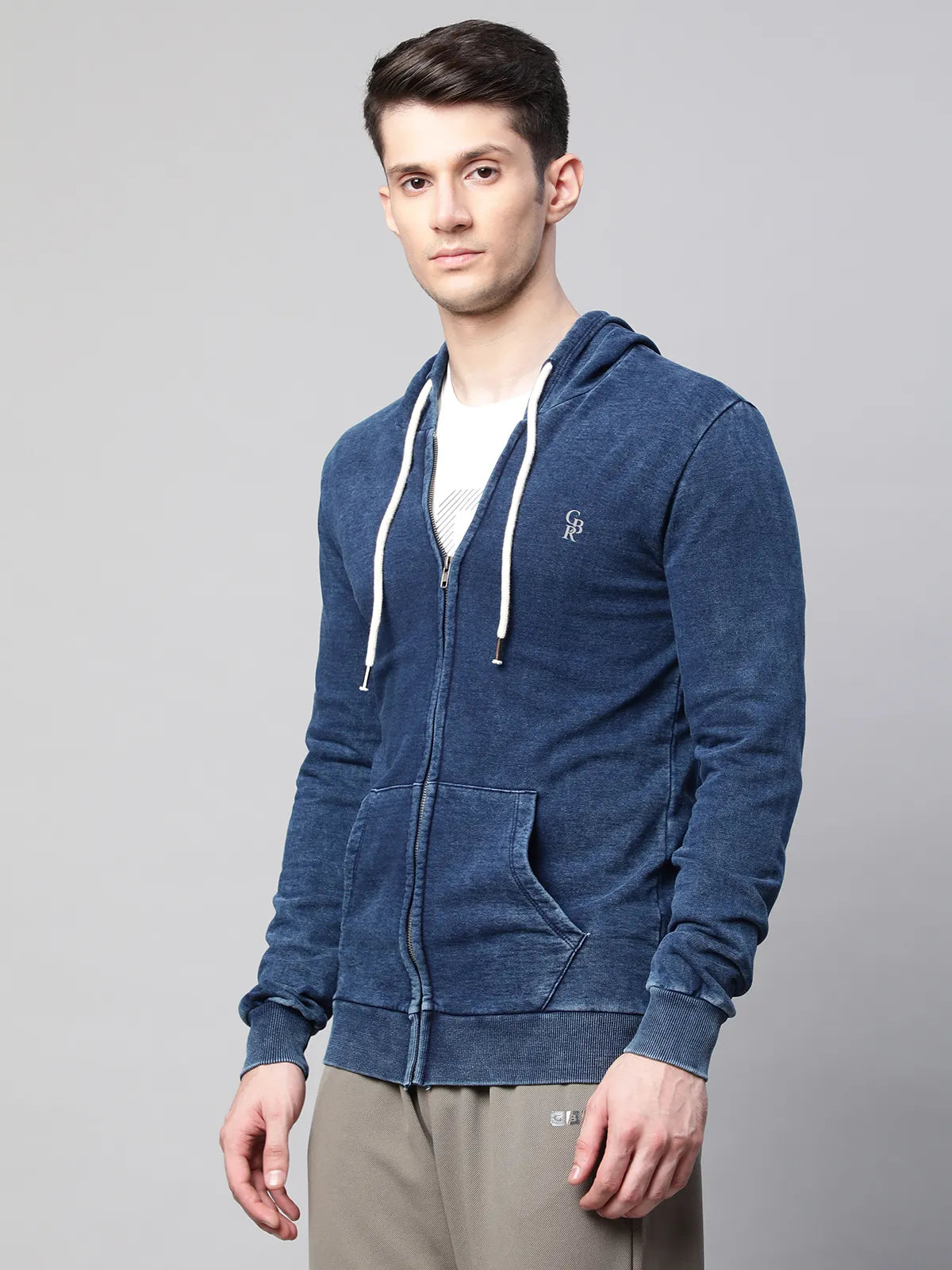Mens Indigo Slim Fit Denim Style Sweatshirt - Global Republic