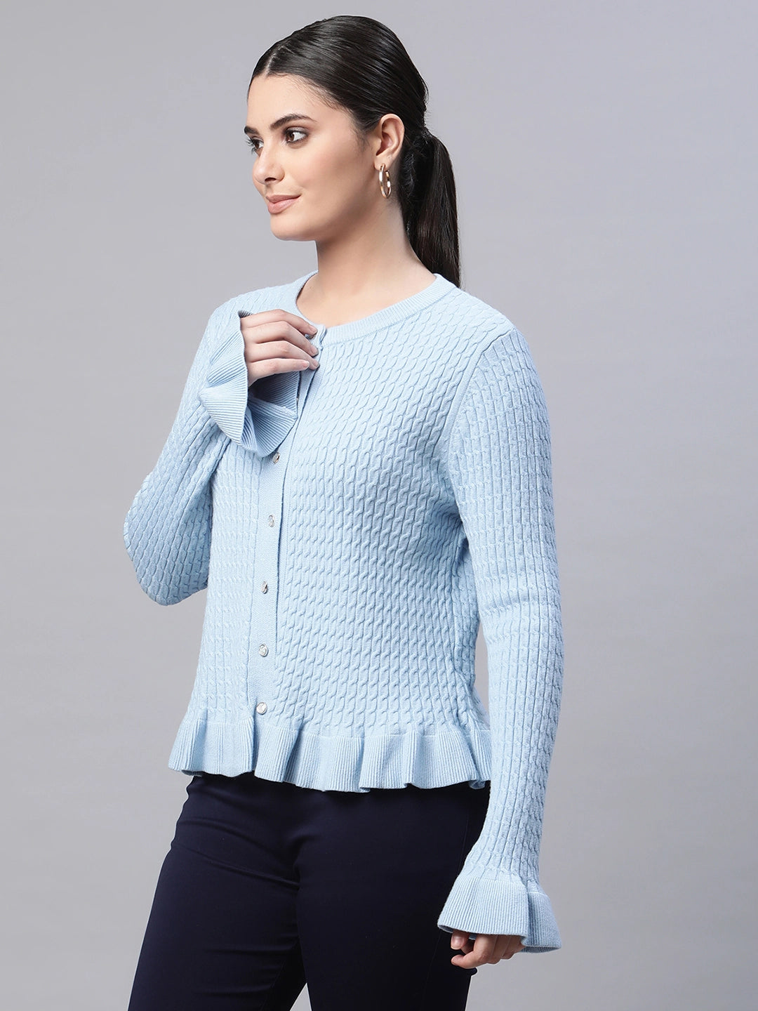 Arctic Blue Textured Regular Fit