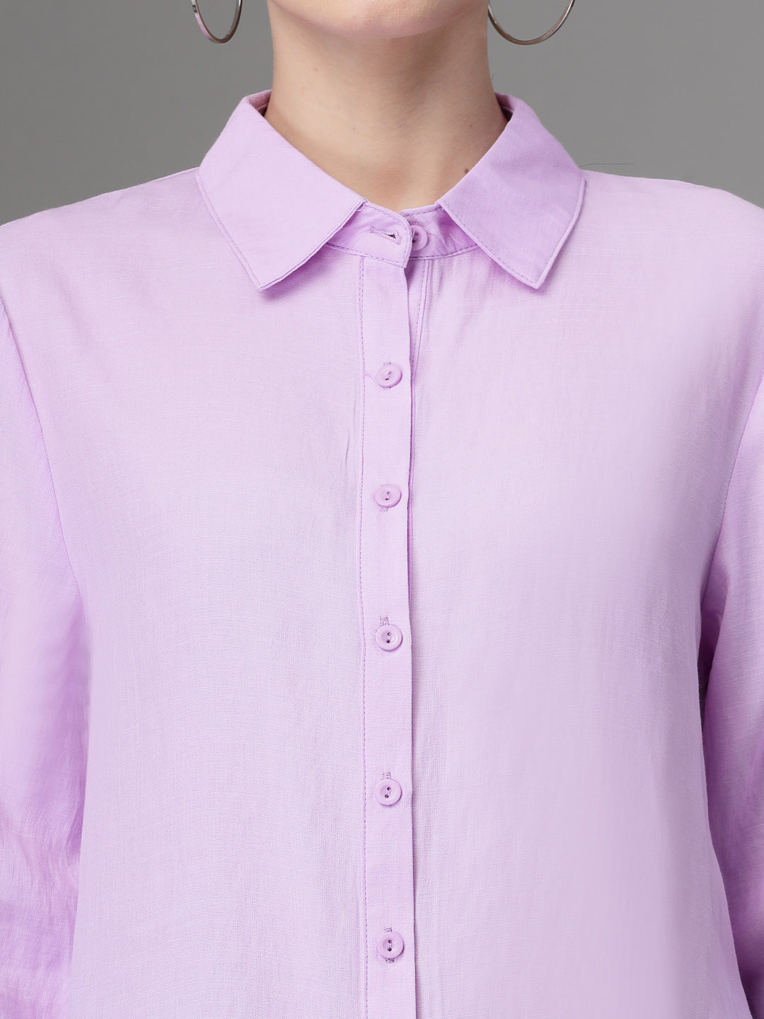 Solid Shirt Collar Relaxed Fit Shirt - Global Republic