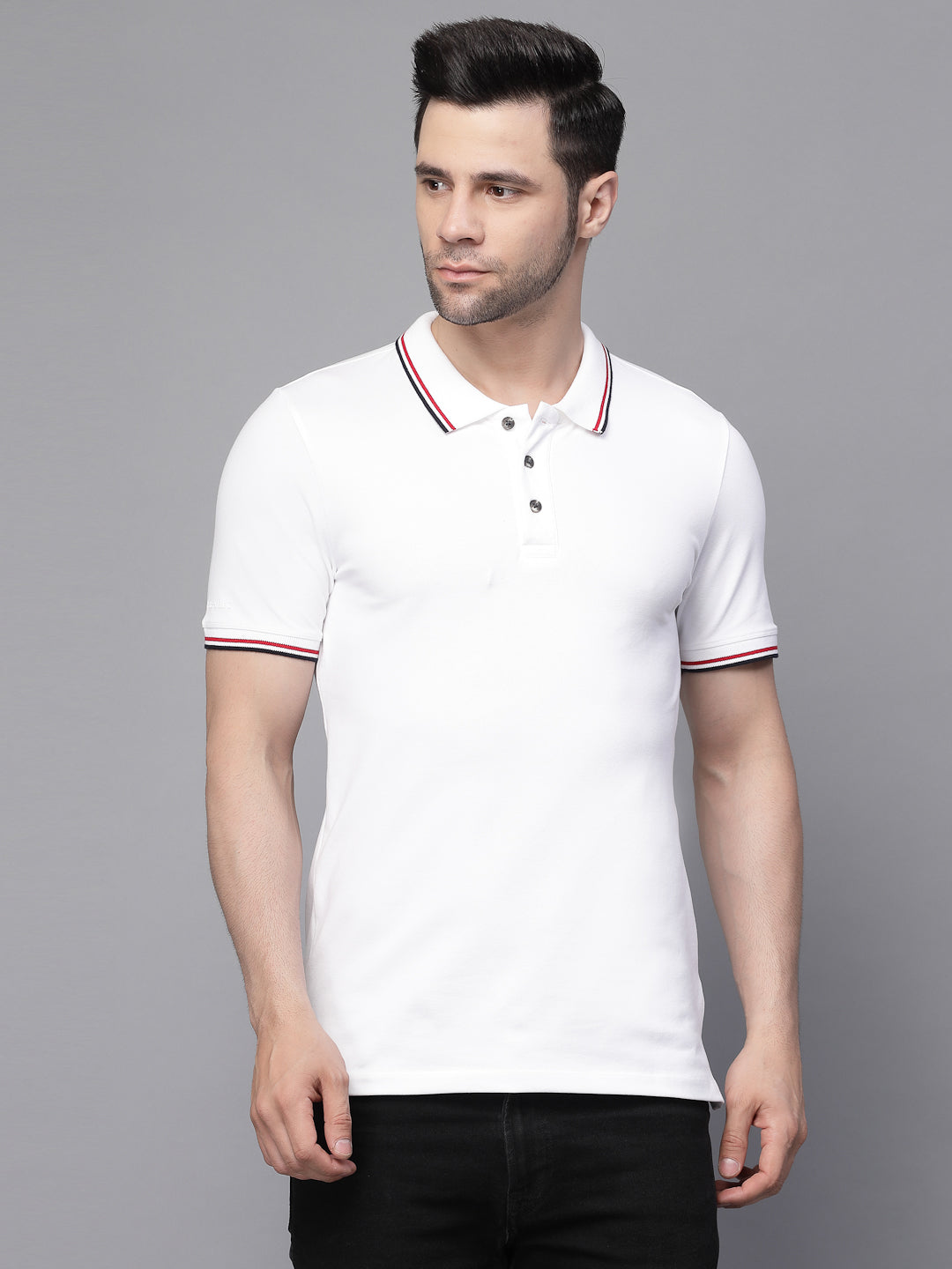 Mens Collar Neck Solid T-Shirt - Global Republic